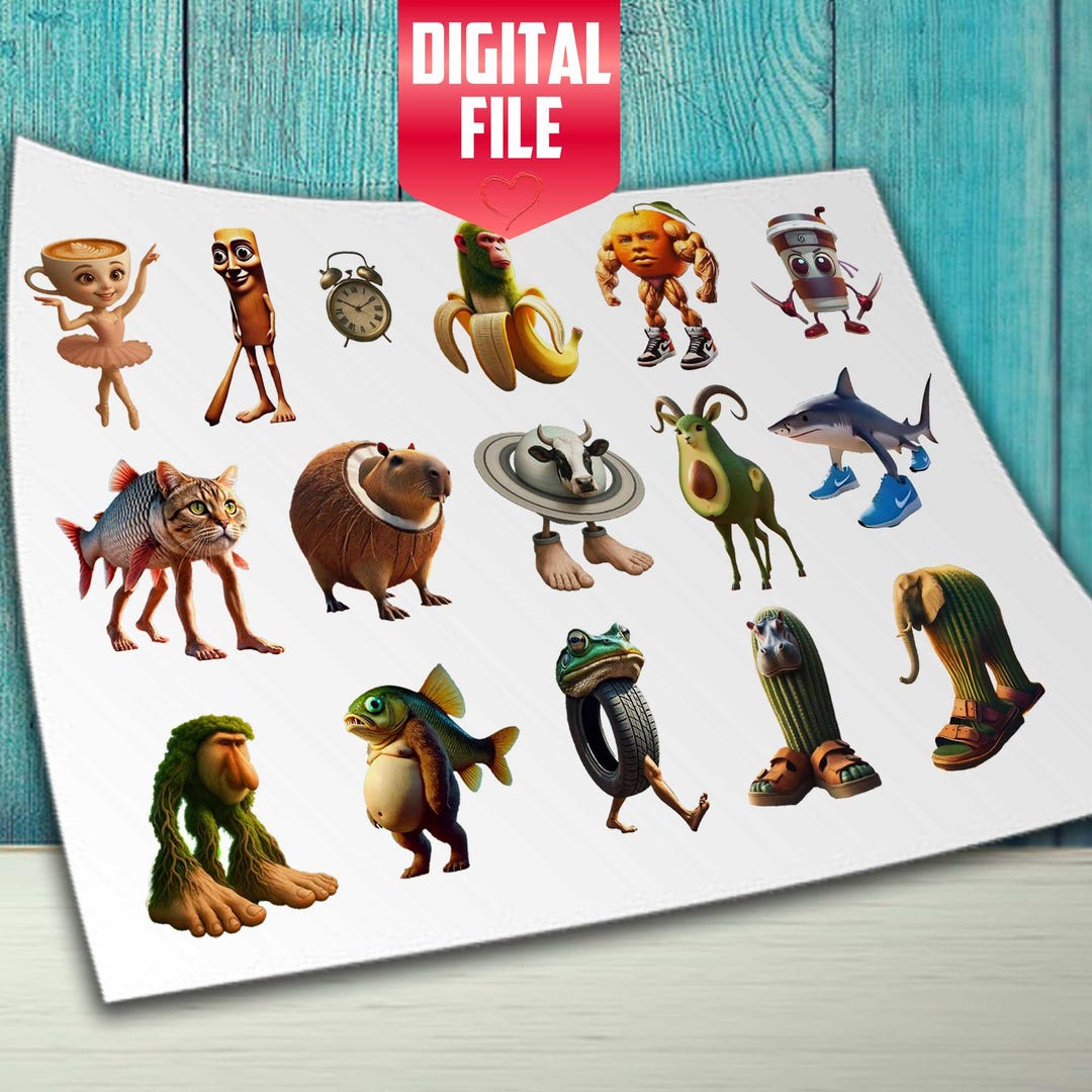 Surreal Brainrot Meme Stickers | Instant Download - Etsy