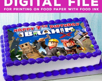 Printable cake Roblox, Birthday Party for Kids, cake Roblox DIGITAL FILE. Design is for food printing only! A4