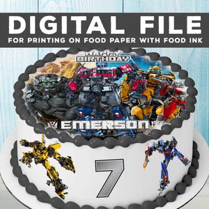 Printable DIGITAL FILE cake Transformers, Birthday Party Transformers for Kids, Transformers cake Decoration. A4