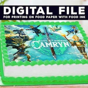 Printable Zelda Birthday Cake Topper | Digital File | The Legend of Zelda Party Decoration for Kids | Food Printing Design