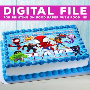 Afdrukbare taart Spidey, verjaardagsfeestje voor kinderen, taart Spidey DIGITAAL BESTAND. Ontwerp is alleen bedoeld voor het bedrukken van voedsel! A4