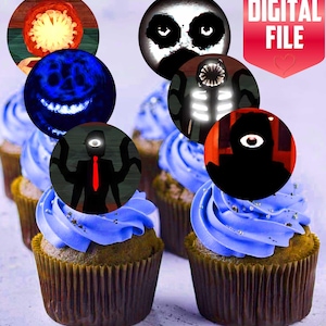 Instant download. Without personalization. Roblox Doors Cupcake Toppers, Birthday Party Cupcakes Roblox Doors . Size 4,3cm (1,5748 in)