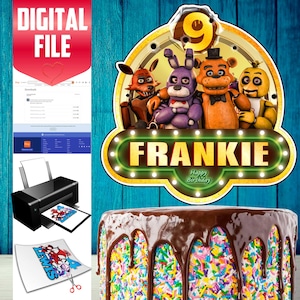 Printable Five Nights at Freddy Cake Topper, Birthday Party for Kids, Five Nights at Freddy Cake Decoration, Five Nights at Freddy Party