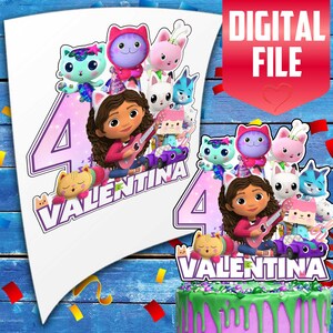 Printable Digital File – Gabby&#39;s Dollhouse Cake Topper | Kids&#39; Birthday Party Decoration