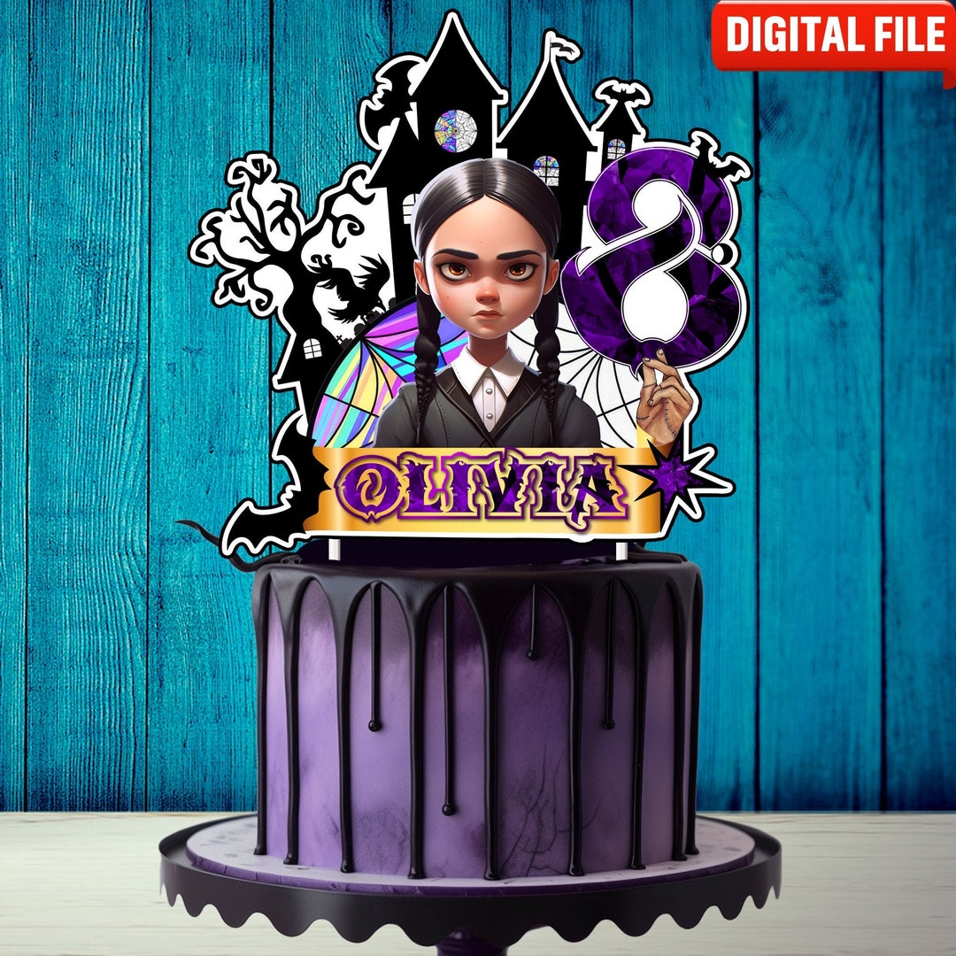 Printable Wednesday Cake Topper Birthday Party for Kids Wednesday Printable Wednesday Cake Topper Birthday Party for Kids Wednesday