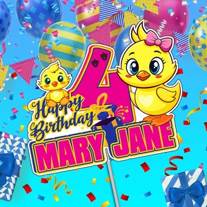 Printable Duck Cake Topper, Birthday Party for Kids, Duck Cake ...