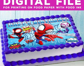 Decorazione stampabile per torta di Spiderman, ideale per feste di compleanno (file digitale)