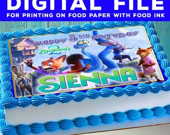ズートピア ケーキトッパー 誕生日パーティーデコレーション (デジタルファイル)
