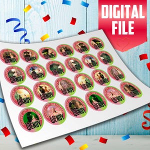 Personalized Wicked Cupcake Toppers, Birthday Party Wicked for Kids, Wicked Digital File, Size 4.3 cm (1.57 in)