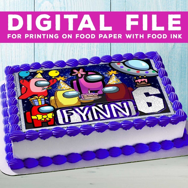 Printable cake Among Us, Birthday Party for Kids, cake Among Us DIGITAL FILE. Design is for food printing only! A4