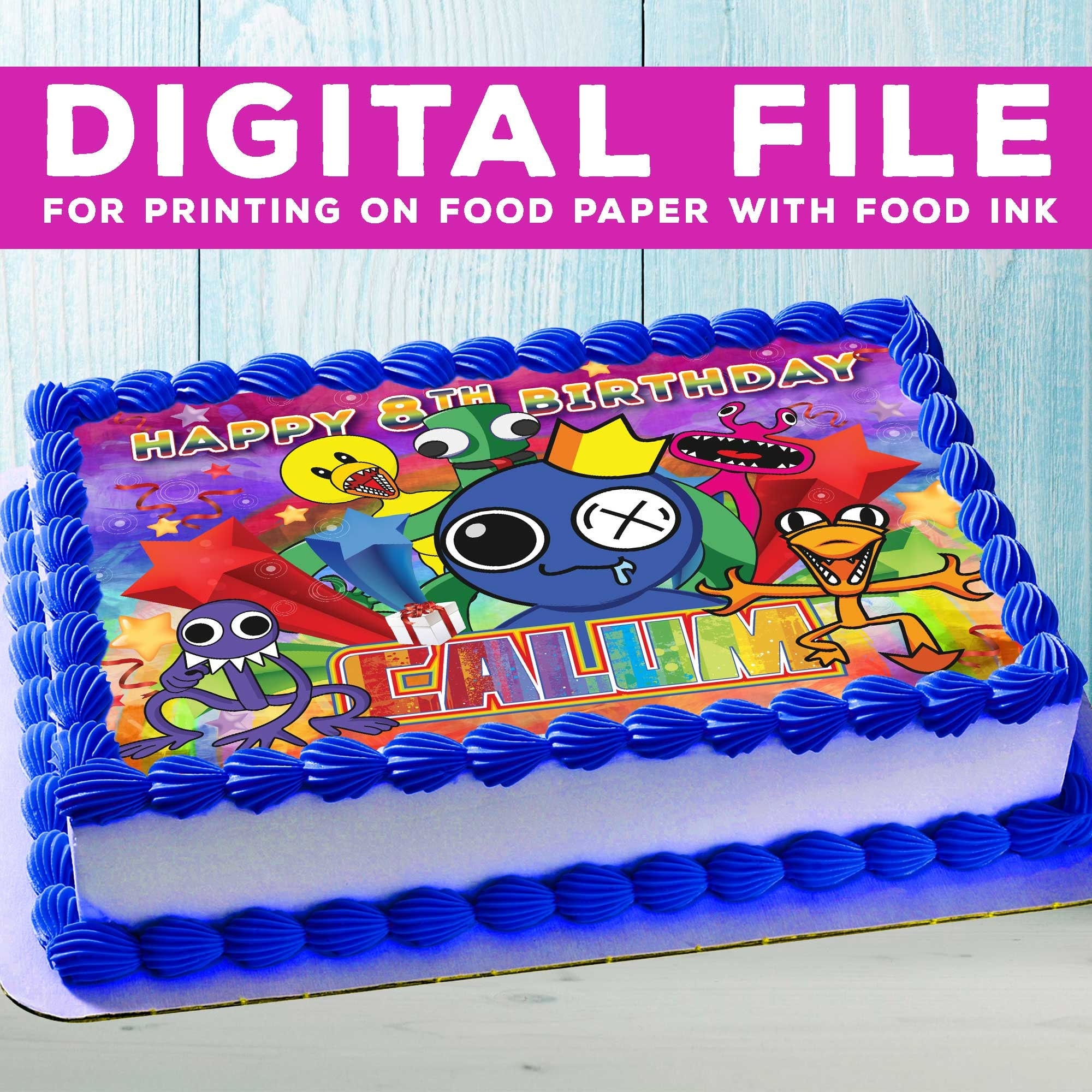 Rainbow Friends Birthday Cake Topper, Food Printing (digital File