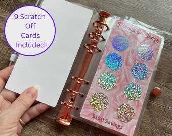 9 Card Scratch Off Savings Binder, Beginner, Savings Challenge, Savings Binder, Cash Stuffing, Budgeting, Cash Envelopes, Savings Challenge