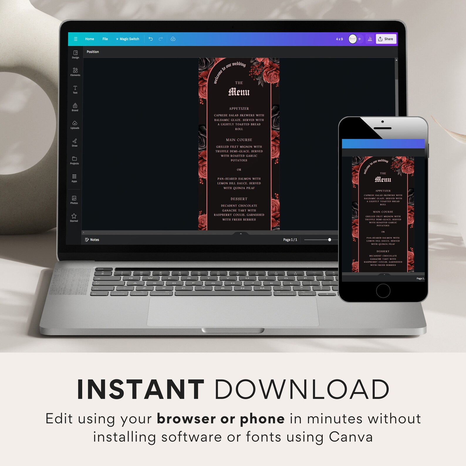 Medieval Wedding Menu Template, Medieval Dinner List for the Gothic ...