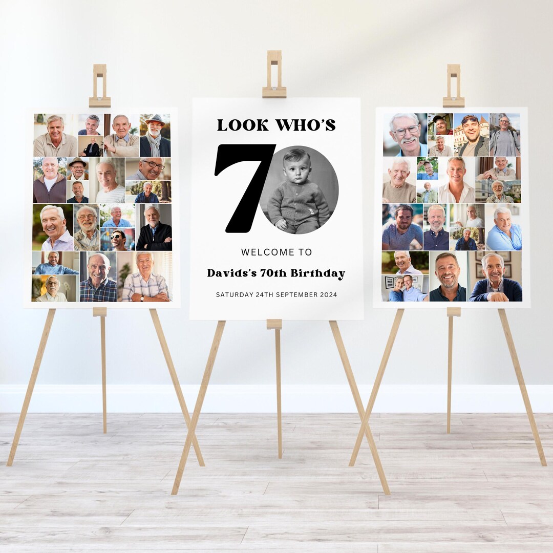 70th Birthday Photo Sign Template, Look Who's 70, Customizable Picture ...
