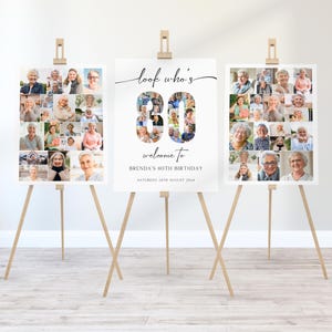 Modèle d'enseigne photo 80e anniversaire, Look qui a 80 ans, tableau de collage photo personnalisable, affichage d'image de montage, cadeau d'anniversaire pour elle, décoration