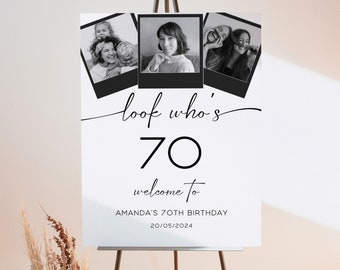 70th Birthday Collage Poster, Look Who's 70, Birthday Welcome Sign Template, Personalized Decor, Party Planning Ideas, Poster With Photos