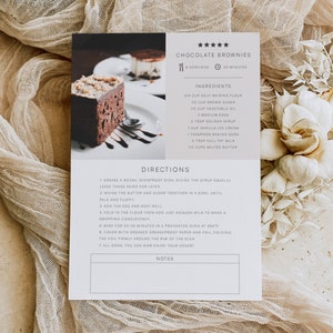 Minimal Recipe Cards Template, Simple Food Planner, Printable Cookbook Sheet For Binder, Cocktail Drinks, Kitchen Stationary Gift, A4 A5 5x7