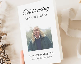 Minimalist Funeral Program, Modern Memorial Program Template, Editable Obituary, Foldable Celebration Of Life, Digital Order Of Service