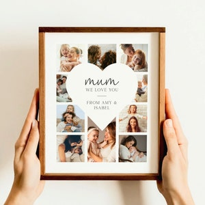 Sinal de colagem presente de dia das mães, pôster de coração de amor, múmia de primeira viagem, presente exclusivo para mãe, modelo de sinal para impressão, editar no Canva, 10 tamanhos