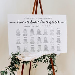 Seating Plan Template Wedding, Editable Seating Chart, Minimalist Guest Arrangement Poster, Wedding Signage, Modern Table Plan, DIY, #AIMEE