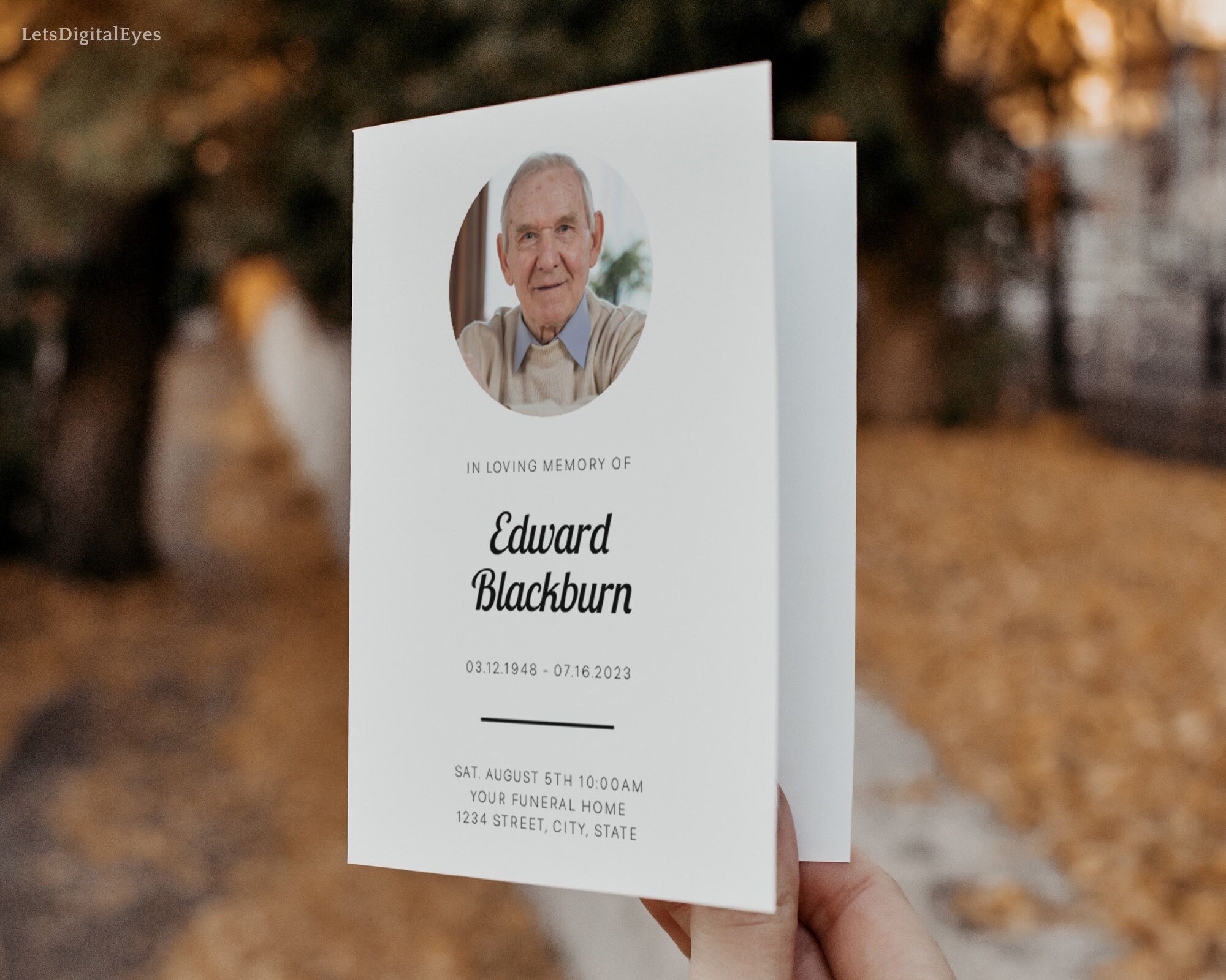 Basic Funeral Program Template Simple Memorial Service Etsy UK