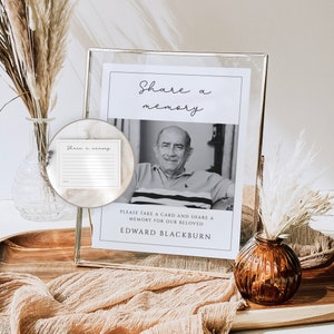 Share A Memory Card Template, Memorial Sign, Keepsake Funeral Poster And Sheet, Printable Template, Guest Book, 5x7 8x10 A4 6x4 A6, #F37