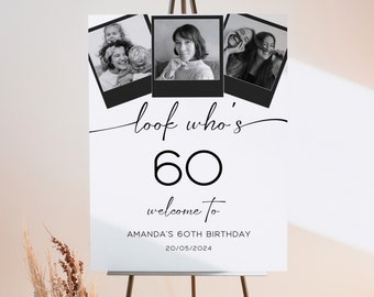 60th Birthday Collage Poster, Look Who's Forty, Birthday Welcome Sign Template, Personalized Decor, Party Planning Ideas, Poster With Photos