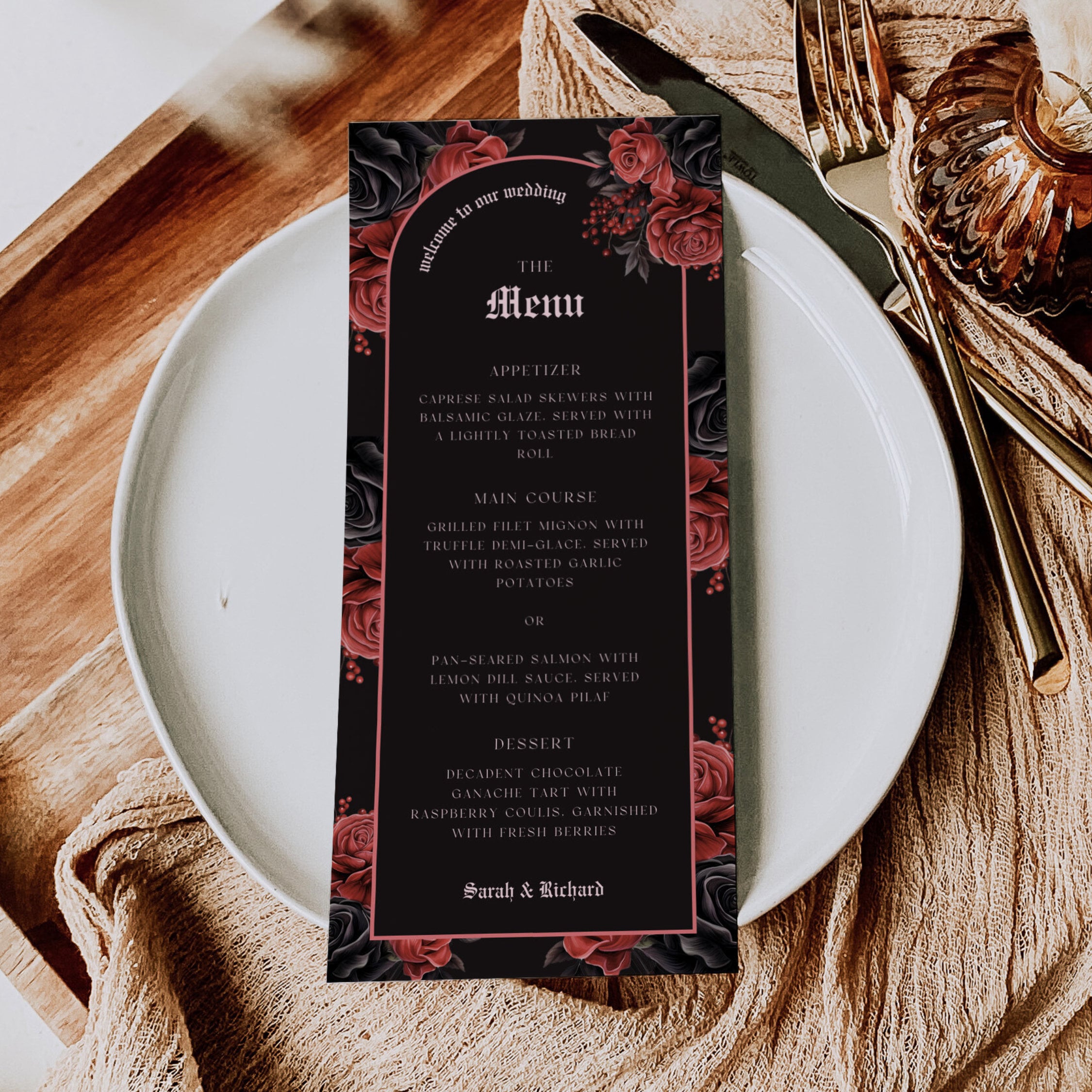 Medieval Wedding Menu Template, Medieval Dinner List for the