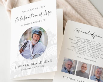 Motorcycle Funeral Program Template For Man, Folded Celebration Of Life, Printable Order Of Service Obituary Booklet For Male, CF79