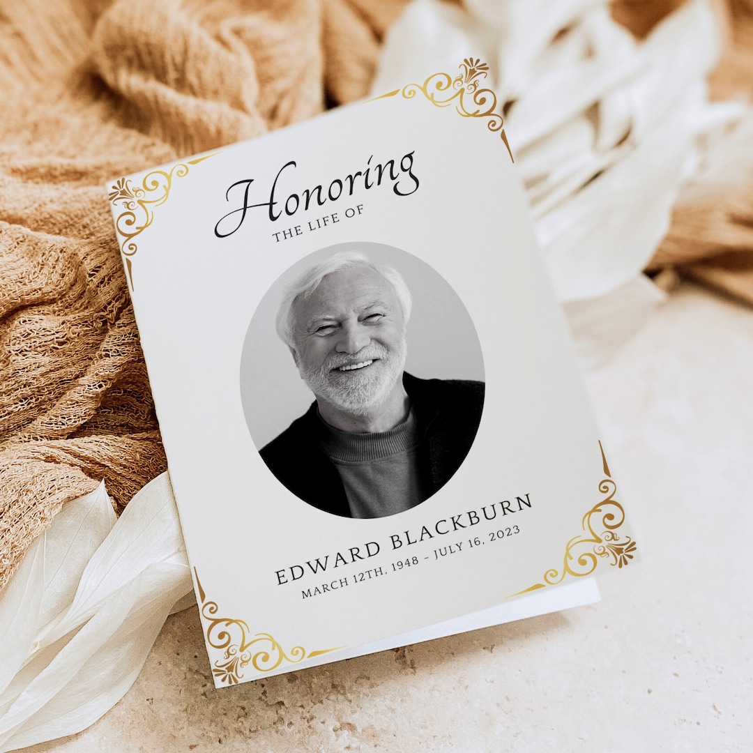 Modern Funeral Program Template, Honoring the Life Of, Celebration, in