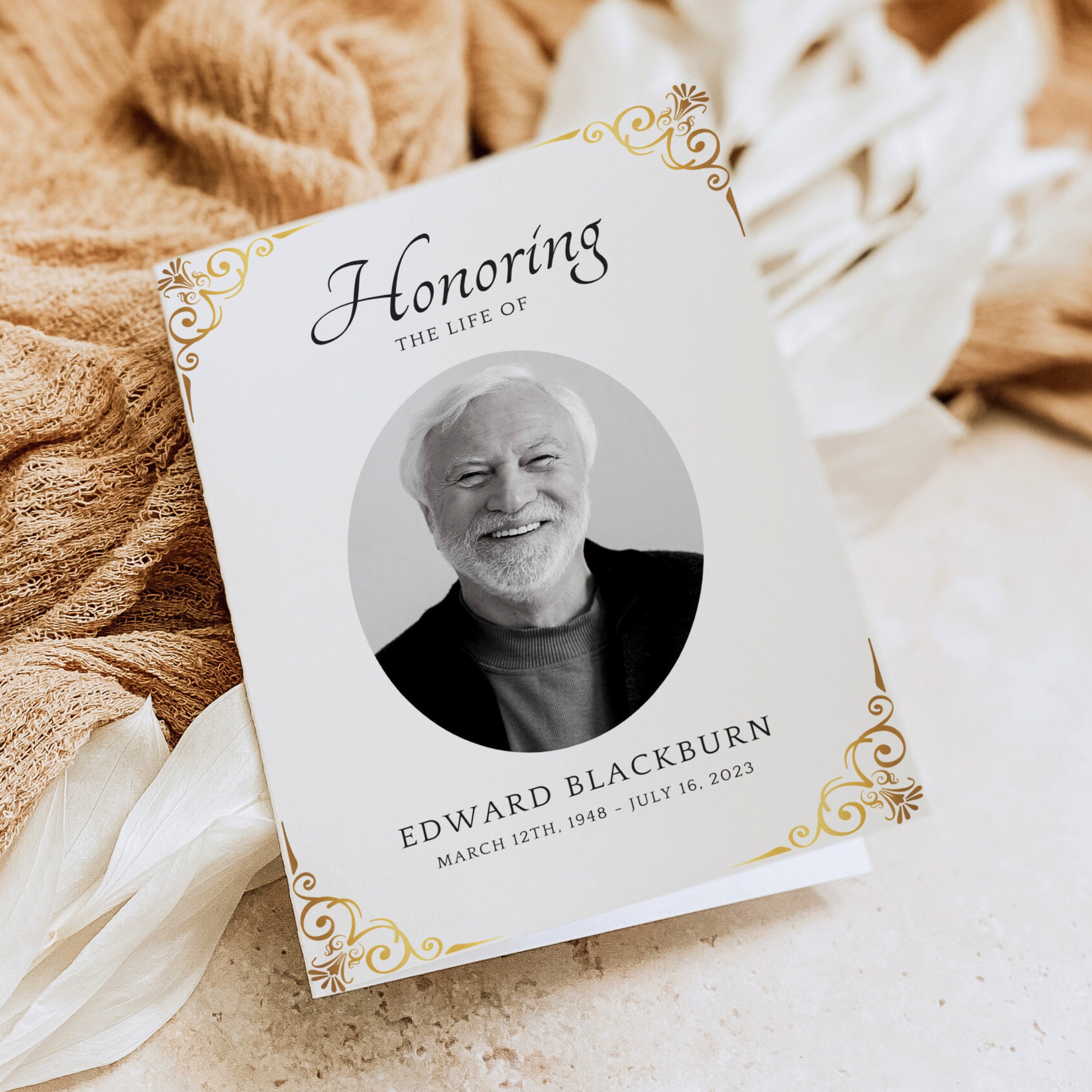 Modern Funeral Program Template, Honoring the Life Of, Celebration, in