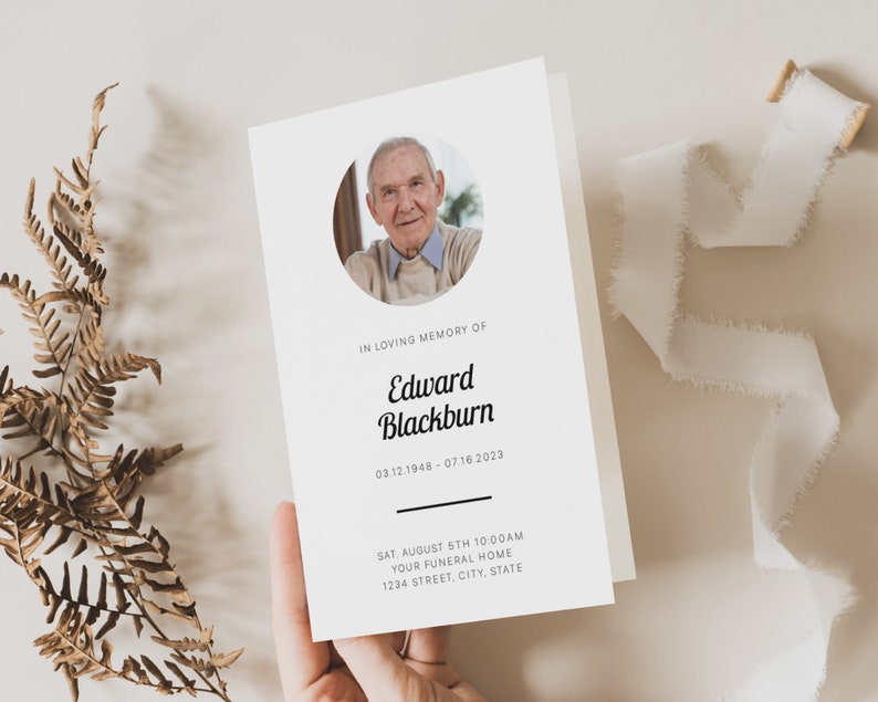 Basic Funeral Program Template Simple Memorial Service Etsy