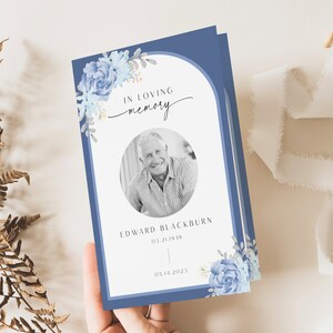 Editable Funeral Program Template, Floral Obituary Template, Printable Funeral Invitation Announcement, Ceremony Program, Memorial, #F45