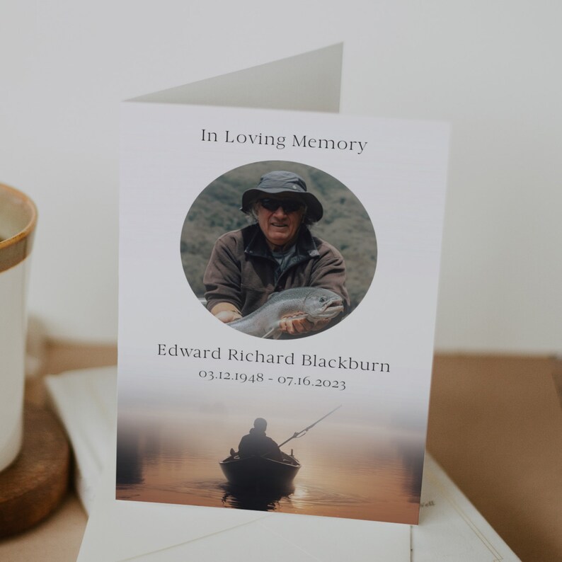 Fish Funeral Program Design Fishing Funeral Program Template for Man, Anglers Memorial Service ...