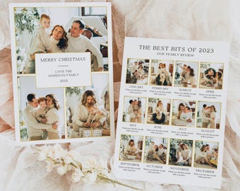 Our Year In Review Christmas Card Template, Editable Christmas Card, Personalized Photo Collage, Holiday Newsletter, Merry Christmas Card