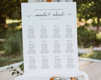 Large Sophisticated Seating Chart Template, Printable Elegant Wedding Seating Chart, Printable Wedding Seating Chart Sign, Minimal Signage