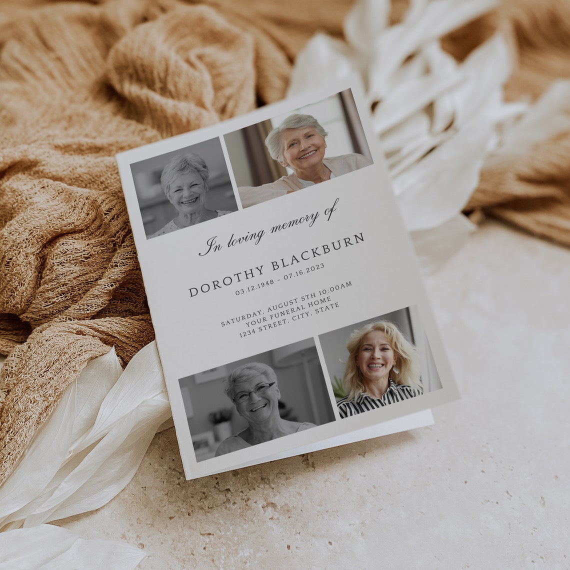 Unique Funeral Program Template, Printable Obituary Template, Editable ...
