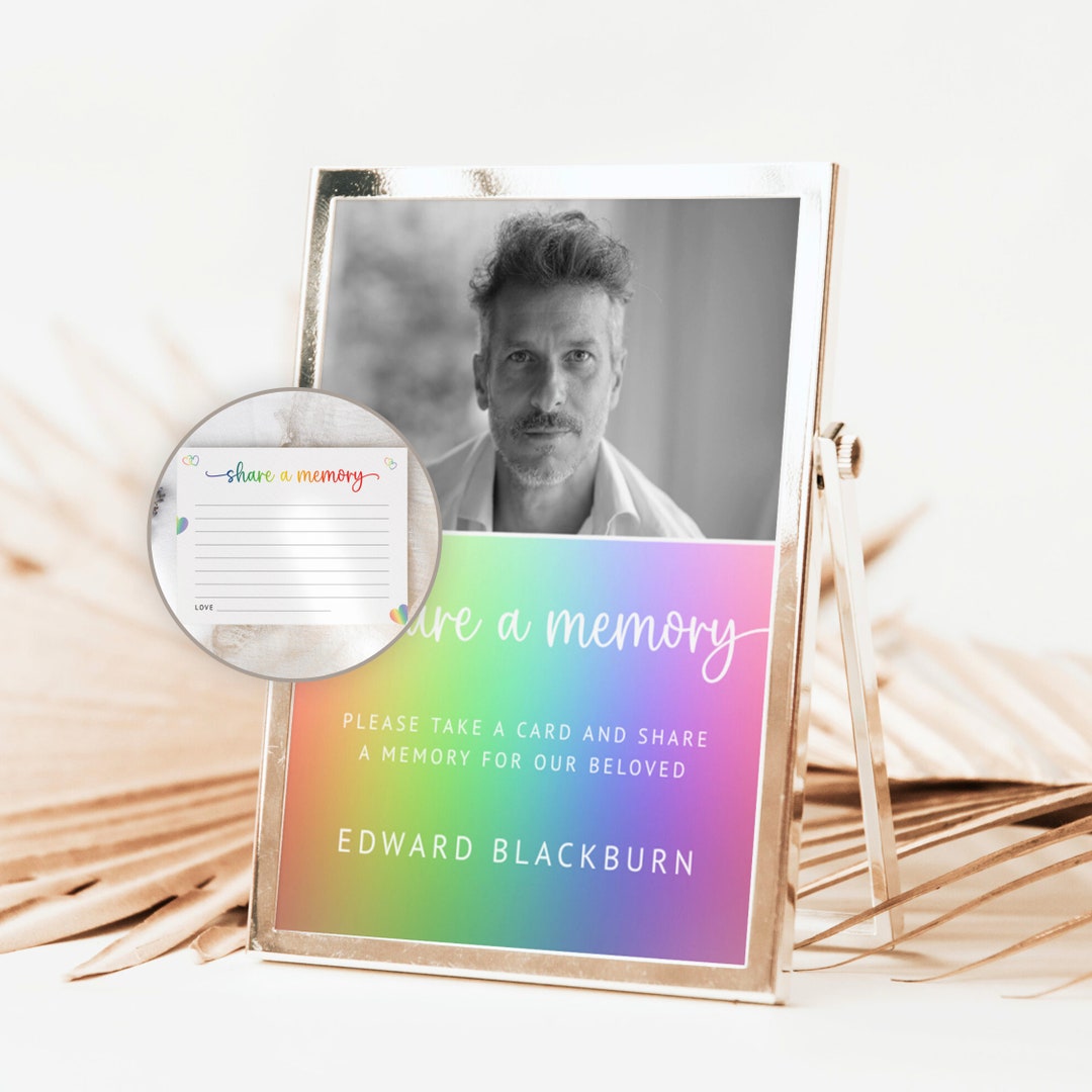 Pride Share A Memory Funeral Sign & Card Template, Editable Funeral ...
