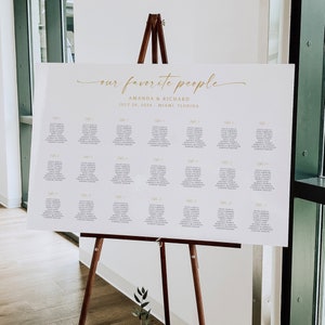 Gold Our Favorite People Seating Chart Template, Minimal Wedding Sign, Printable Seating Template, Large Signage, UK US Poster, Boho Wedding