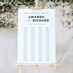 Our Favorite People Wedding Seating Chart, Calligraphy Find Your Seat Sign, Modern Table Seating Chart, Printable Chart Template, #HAZEL