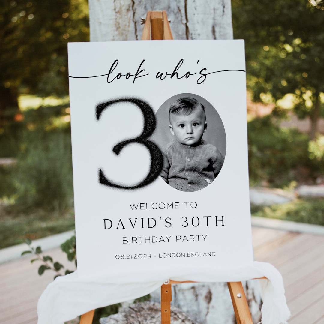 30th Birthday Sign for Man, Look Who's 30 Poster, Male Birthday