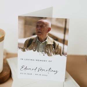 Editable Funeral Program Template In Loving Memory Printable Obituary Booklet Simple Memorial Brochure Folded Order Of Service Card #F64