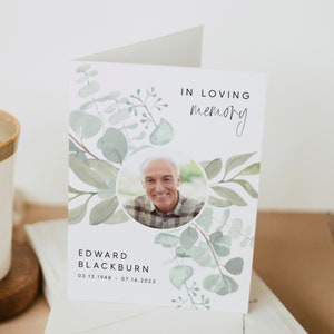 Greenery Funeral Program Template Memorial Service In Loving Memory Eucalyptus Obituary Celebration Of Life Folded Ceremony DIY Booklet #F56