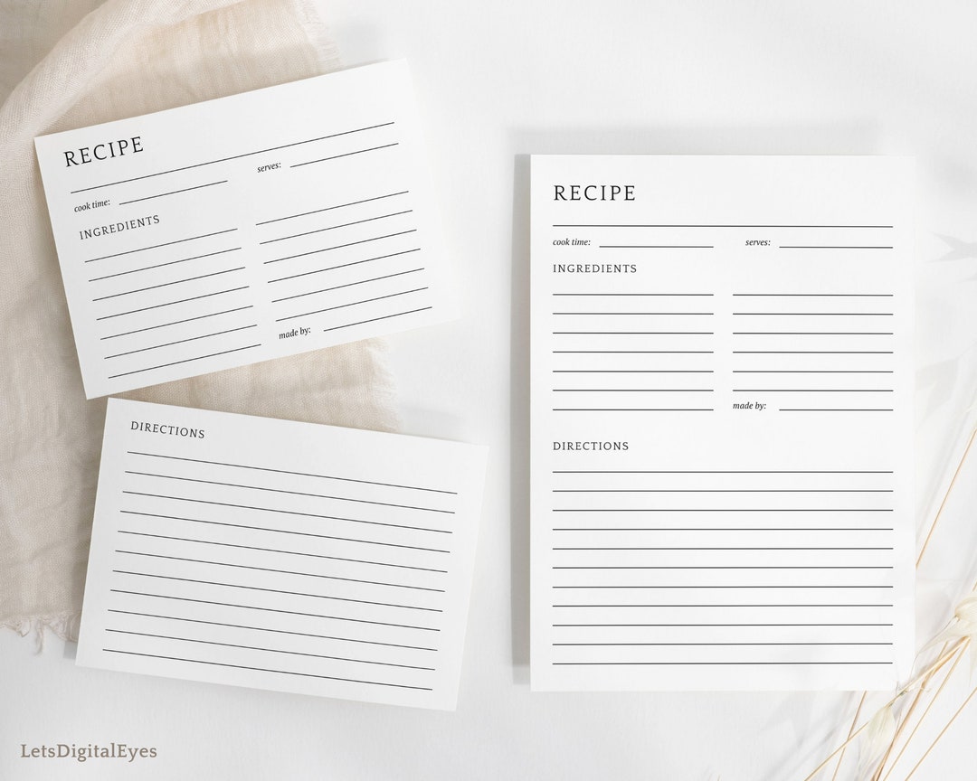 Editable Recipe Template Double Sided Card Printable Baking - Etsy