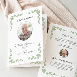 Program irlandzkiej celebracji życia, broszura pogrzebowa, strata ojca, szablon nekrologu, broszura pamiątkowa, w kochającej pamięci, do druku, #CF52