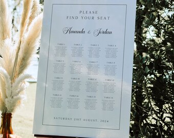 Elegant Wedding Seating Chart, Minimalist Table Guest Arrangement For Reception, Please Find Your Seat Template, Modern Seating Plan, CW14