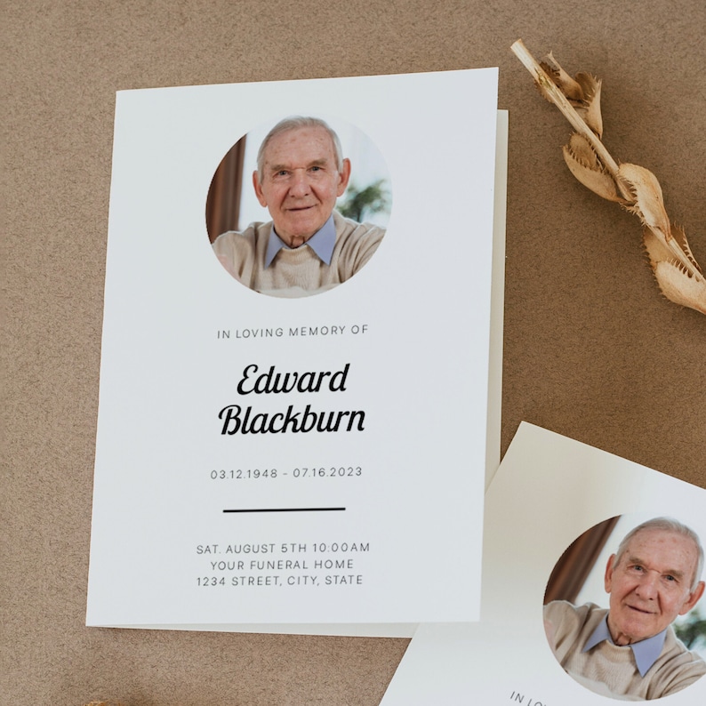 Basic Funeral Program Template Simple Memorial Service Minimalist ...
