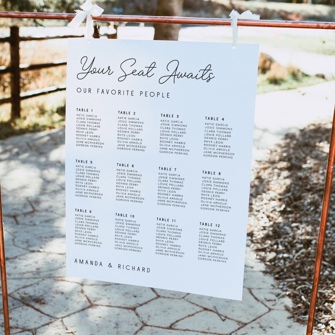 Your Seat Awaits Wedding Seating Chart, Editable Wedding Signs