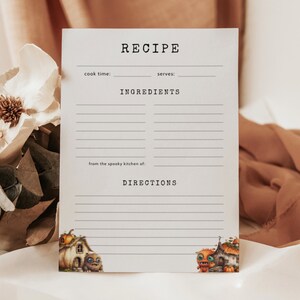 Halloween Recipe Cards Template Spooky Recipe Binder Sheet Printable Organizer For Recipe Box Custom Cocktail Cards Blank Paper 5x7 A4 A5