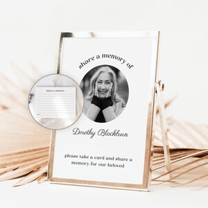 Minimal Share A Memory Sign Template, Printable Funeral Cards, Guestbook Alternative, Celebration Of Life, Remembrance Decor, Custom, #F46